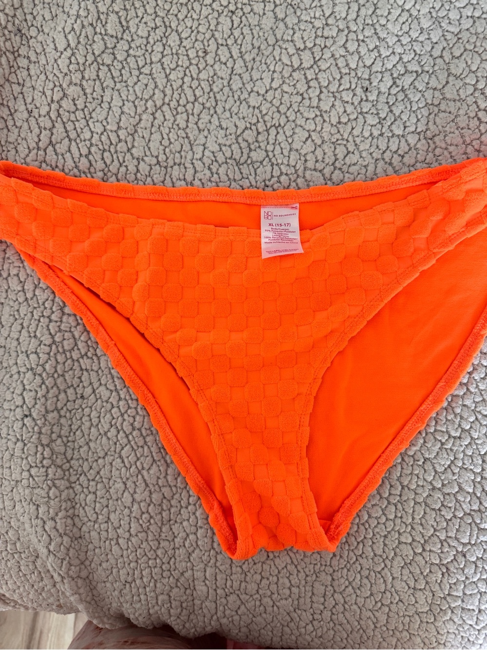 No Boundaries Neon Orange Textured Bikini Bottoms